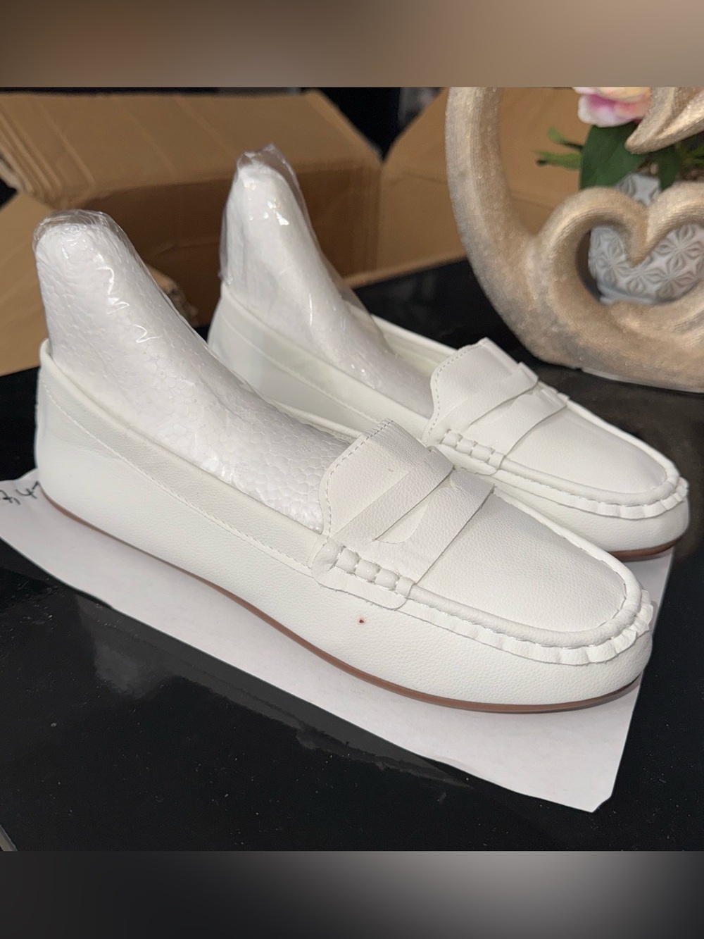 Classic White Leather Penny Loafers for Women